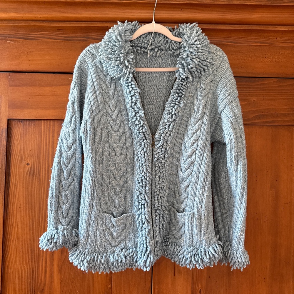 Vintage baby blue sweater jacket